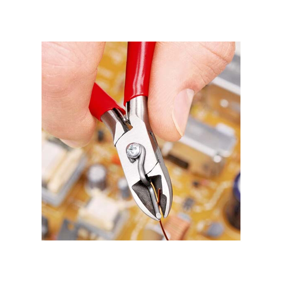 KNIPEX 77 11 115 Elektronik-Seitenschneider mit durchgestecktem Gelenk mit rutschhemmenden Kunststoff-Hüllen 115 mm