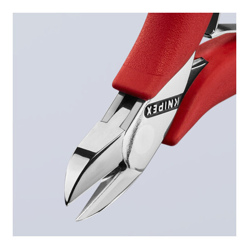 KNIPEX 77 21 115 N Elektronik-Seitenschneider mit durchgestecktem Gelenk mit rutschhemmenden Kunststoff-Hüllen 115 mm