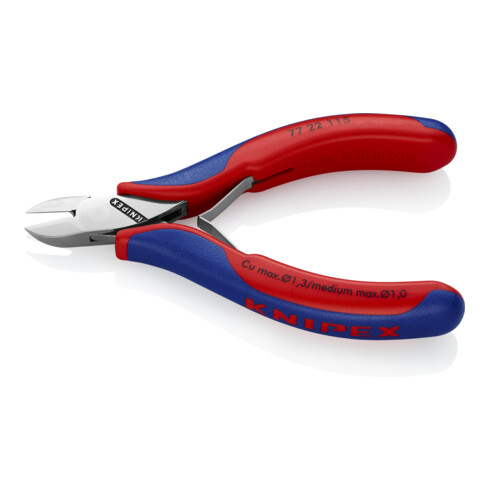 KNIPEX 77 22 115 Elektronik-Seitenschneider mit durchgestecktem Gelenk mit Mehrkomponenten-Hüllen 115 mm
