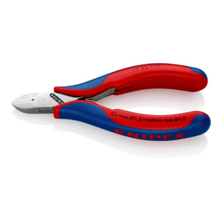 KNIPEX 77 22 115 Elektronik-Seitenschneider mit durchgestecktem Gelenk mit Mehrkomponenten-Hüllen 115 mm