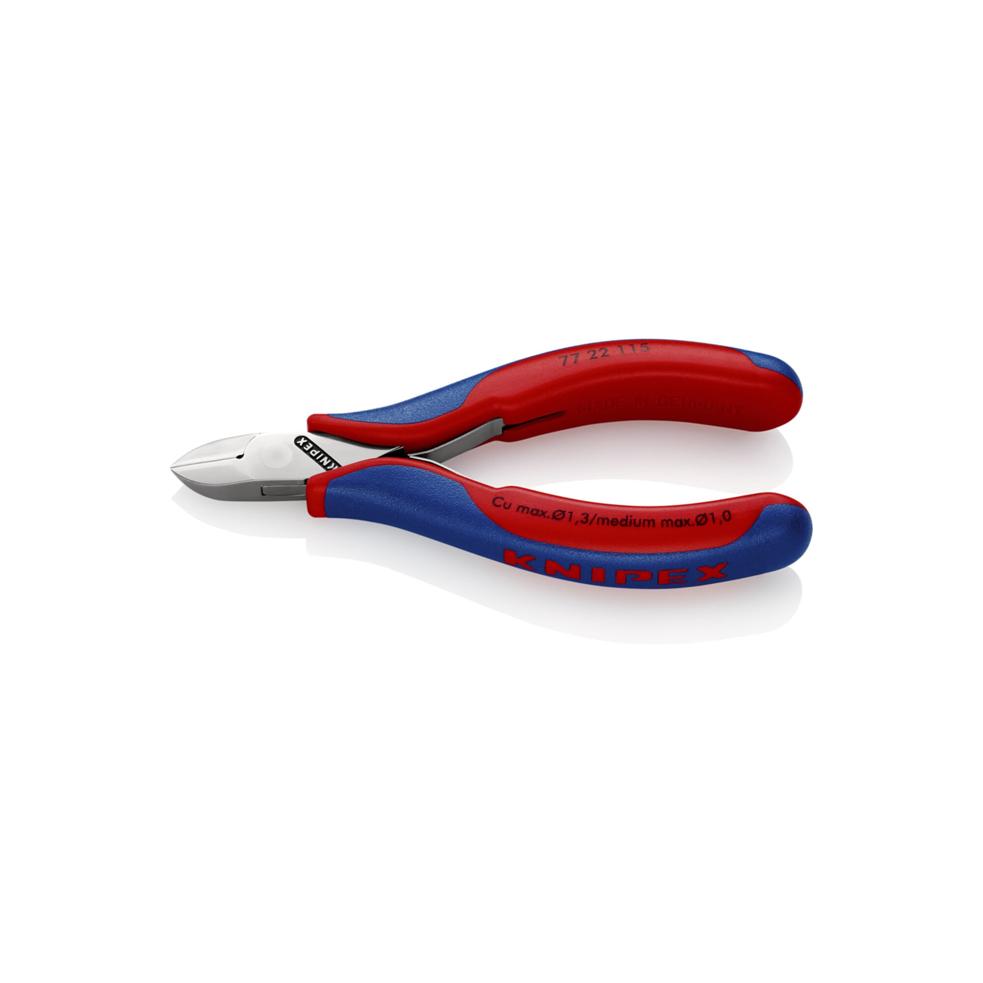 KNIPEX 77 22 115 Elektronik-Seitenschneider mit durchgestecktem Gelenk mit Mehrkomponenten-Hüllen 115 mm