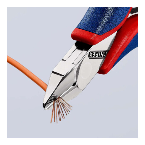 KNIPEX 77 32 115 Elektronik-Seitenschneider mit durchgestecktem Gelenk mit Mehrkomponenten-Hüllen 115 mm