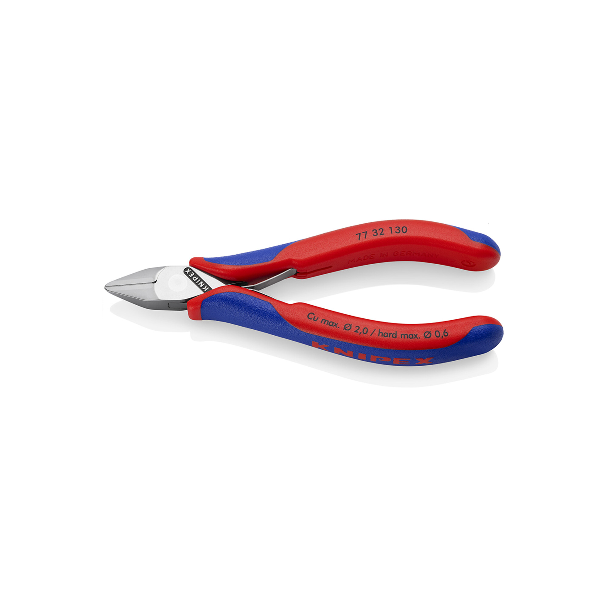 KNIPEX 77 32 130 Elektronik-Seitenschneider mit durchgestecktem Gelenk mit Mehrkomponenten-Hüllen 130 mm