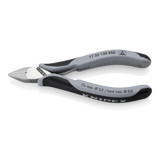 KNIPEX 77 32 130 ESD Elektronische zijkniptang ESD met doorlopende scharnier en meercomponenten handvat 130 mm