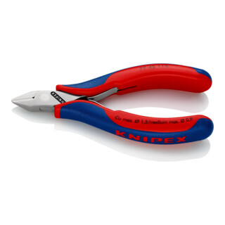 KNIPEX 77 42 115 Elektronik-Seitenschneider mit durchgestecktem Gelenk mit Mehrkomponenten-Hüllen 115 mm