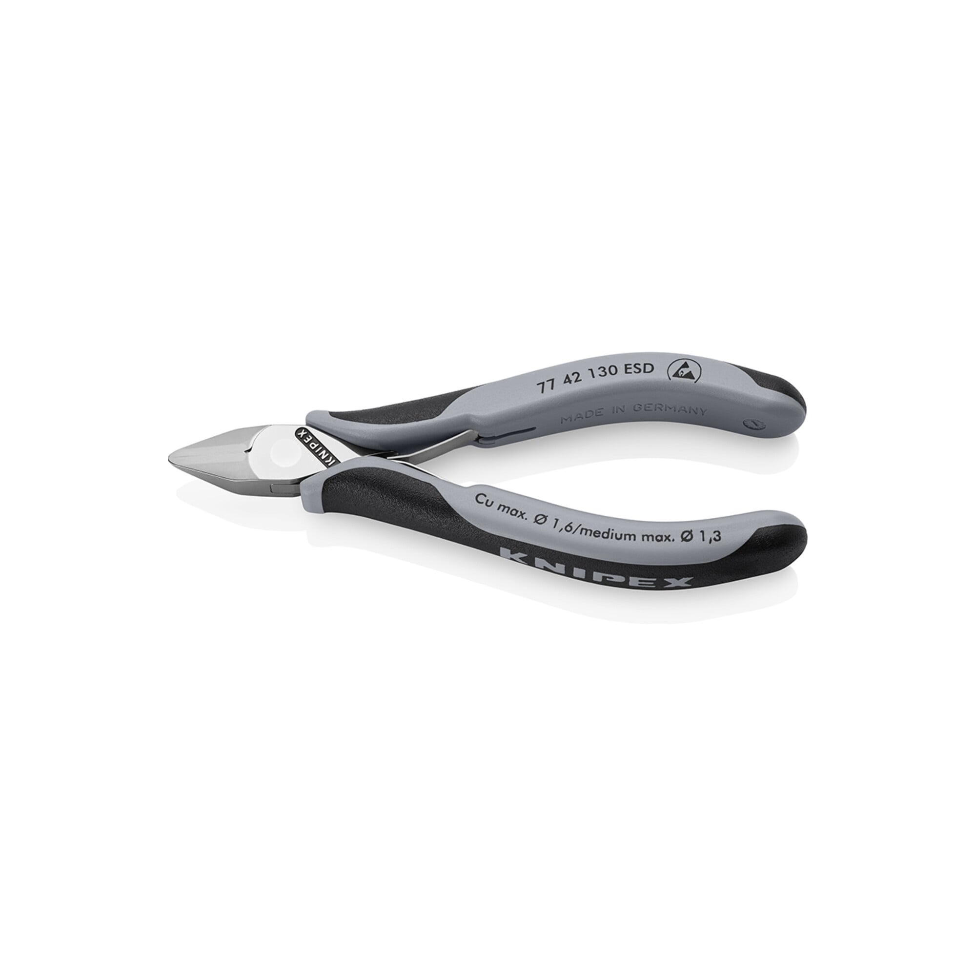 KNIPEX 77 42 130 ESD Elektronik-Seitenschneider ESD mit durchgestecktem Gelenk mit Mehrkomponenten-Hüllen 130 mm