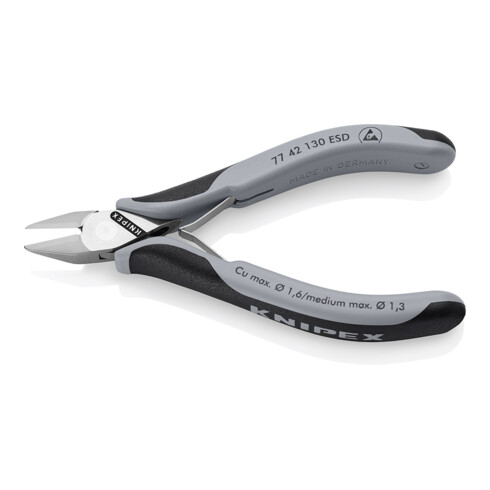KNIPEX 77 42 130 ESD Elektronik-Seitenschneider ESD mit durchgestecktem Gelenk mit Mehrkomponenten-Hüllen 130 mm
