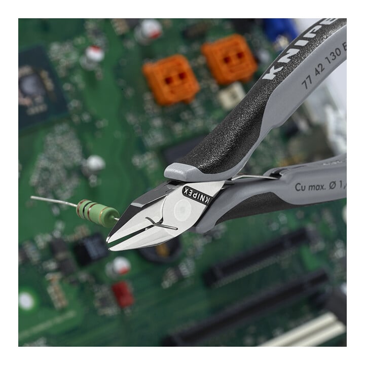 KNIPEX 77 42 130 ESD Elektronik-Seitenschneider ESD mit durchgestecktem Gelenk mit Mehrkomponenten-Hüllen 130 mm