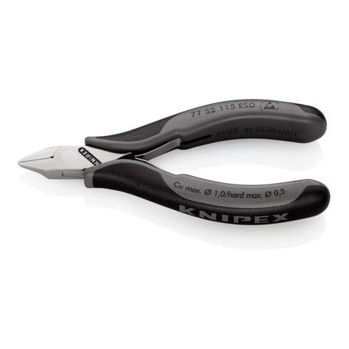 KNIPEX 77 52 115 ESD Elektronik-Seitenschneider ESD mit durchgestecktem Gelenk mit Mehrkomponenten-Hüllen 115 mm