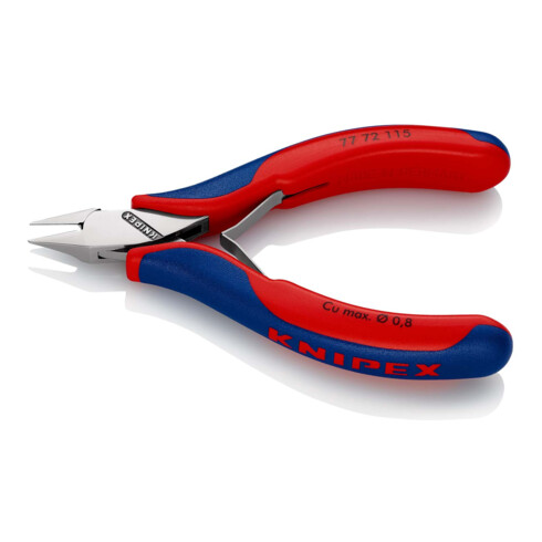 KNIPEX 77 72 115 Elektronik-Seitenschneider mit durchgestecktem Gelenk mit Mehrkomponenten-Hüllen 115 mm