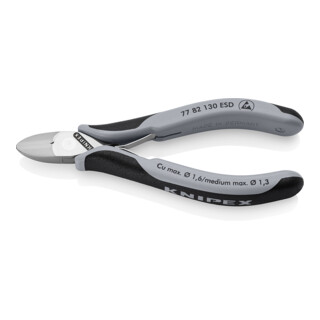 KNIPEX 77 82 130 ESD Elektronische zijkniptang ESD met doorlopende scharnier en meercomponenten handgrepen 130 mm