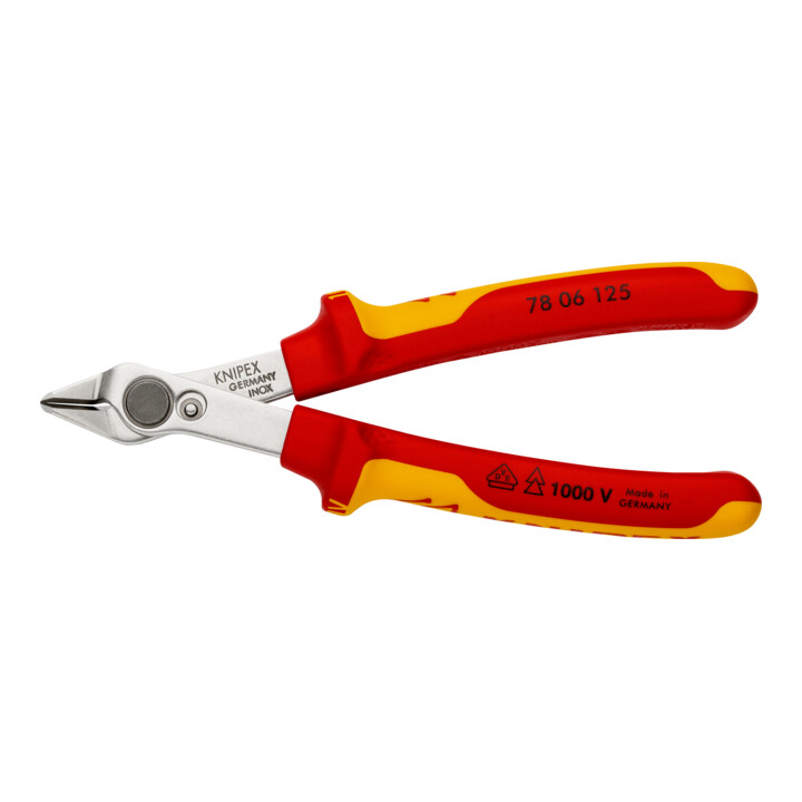 KNIPEX 78 06 125 Electronic Super Knips® VDE isoliert mit Mehrkomponenten-Hüllen, VDE-geprüft 125 mm