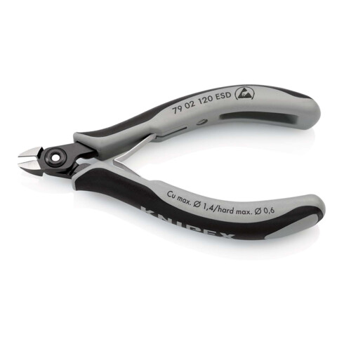 KNIPEX 79 02 120 ESD Präzisions-Elektronik-Seitenschneider ESD mit Mehrkomponenten-Hüllen brüniert 120 mm