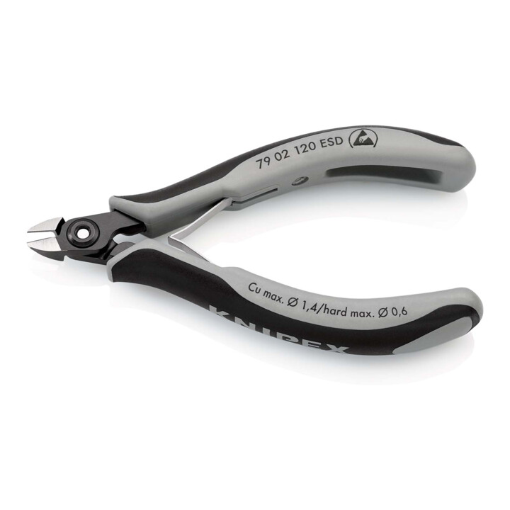 KNIPEX 79 02 120 ESD Präzisions-Elektronik-Seitenschneider ESD mit Mehrkomponenten-Hüllen brüniert 120 mm