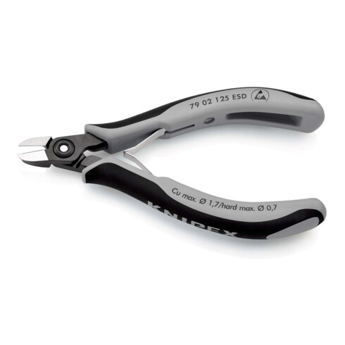 KNIPEX 79 02 125 ESD Präzisions-Elektronik-Seitenschneider ESD mit Mehrkomponenten-Hüllen brüniert 125 mm