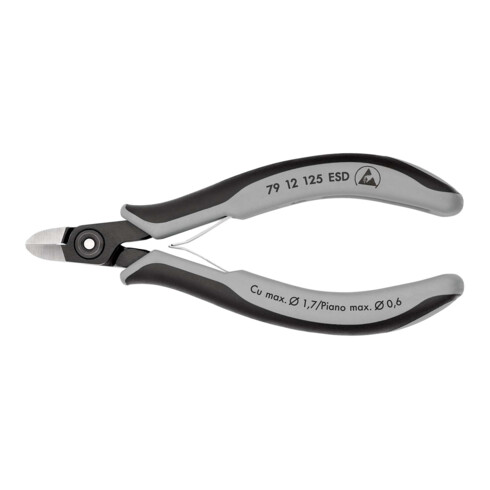 KNIPEX 79 12 125 ESD Präzisions-Elektronik-Seitenschneider ESD mit Mehrkomponenten-Hüllen brüniert 125 mm