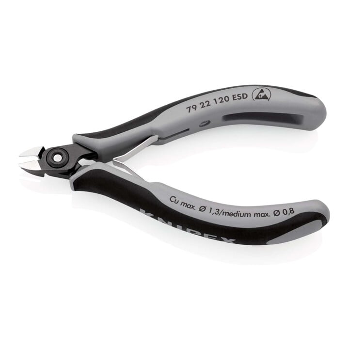 KNIPEX 79 22 120 ESD Präzisions-Elektronik-Seitenschneider ESD mit Mehrkomponenten-Hüllen brüniert 120 mm