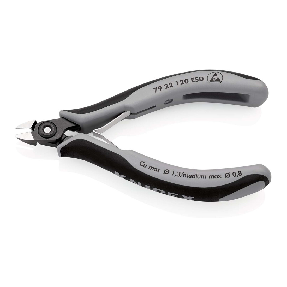 KNIPEX 79 22 120 ESD Präzisions-Elektronik-Seitenschneider ESD mit Mehrkomponenten-Hüllen brüniert 120 mm