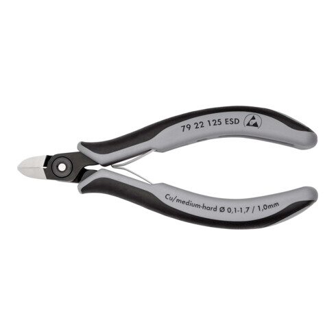 KNIPEX 79 22 125 ESD Präzisions-Elektronik-Seitenschneider ESD mit Mehrkomponenten-Hüllen brüniert 125 mm