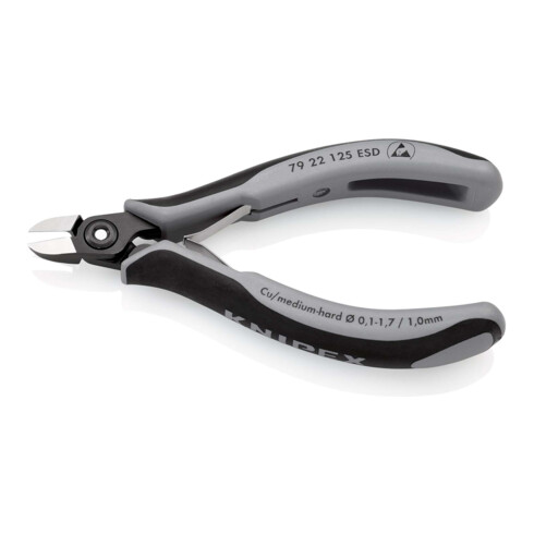 KNIPEX 79 22 125 ESD Präzisions-Elektronik-Seitenschneider ESD mit Mehrkomponenten-Hüllen brüniert 125 mm