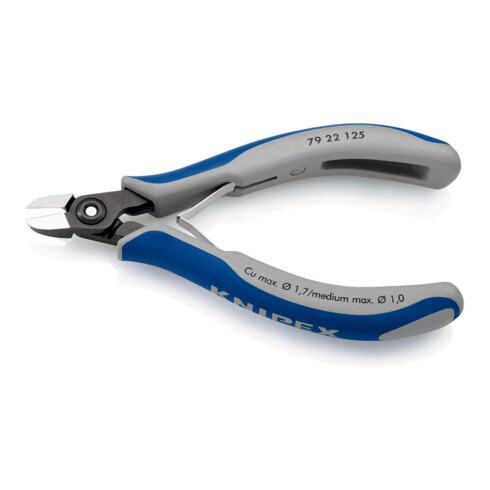 KNIPEX 79 22 125 Präzisions-Elektronik-Seitenschneider mit Mehrkomponenten-Hüllen brüniert 125 mm