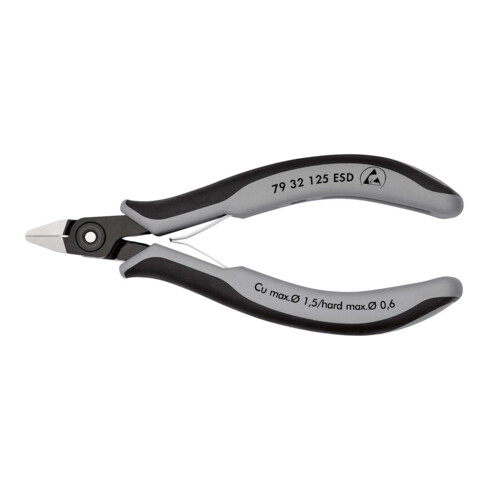 KNIPEX 79 32 125 ESD Präzisions-Elektronik-Seitenschneider ESD mit Mehrkomponenten-Hüllen brüniert 125 mm