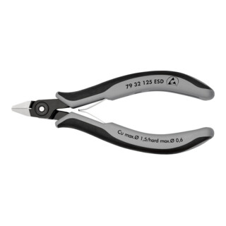 KNIPEX 79 32 125 ESD Präzisions-Elektronik-Seitenschneider ESD mit Mehrkomponenten-Hüllen brüniert 125 mm