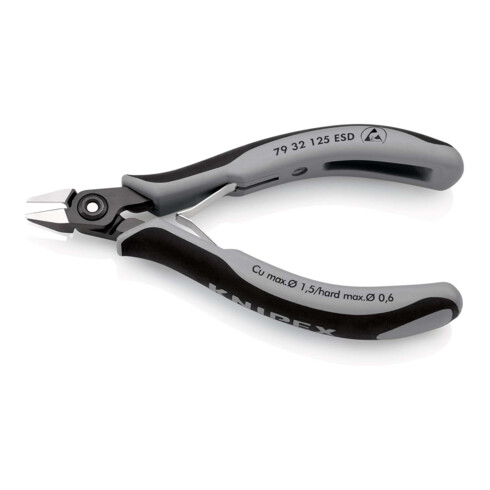 KNIPEX 79 32 125 ESD Präzisions-Elektronik-Seitenschneider ESD mit Mehrkomponenten-Hüllen brüniert 125 mm