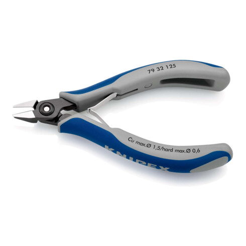 KNIPEX 79 32 125 Präzisions-Elektronik-Seitenschneider mit Mehrkomponenten-Hüllen brüniert 125 mm