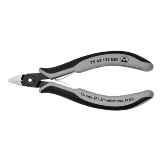 KNIPEX 79 42 125 ESD Präzisions-Elektronik-Seitenschneider ESD mit Mehrkomponenten-Hüllen brüniert 125 mm