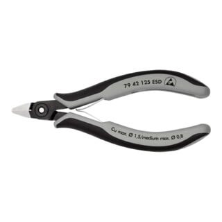 KNIPEX 79 42 125 ESD Präzisions-Elektronik-Seitenschneider ESD mit Mehrkomponenten-Hüllen brüniert 125 mm