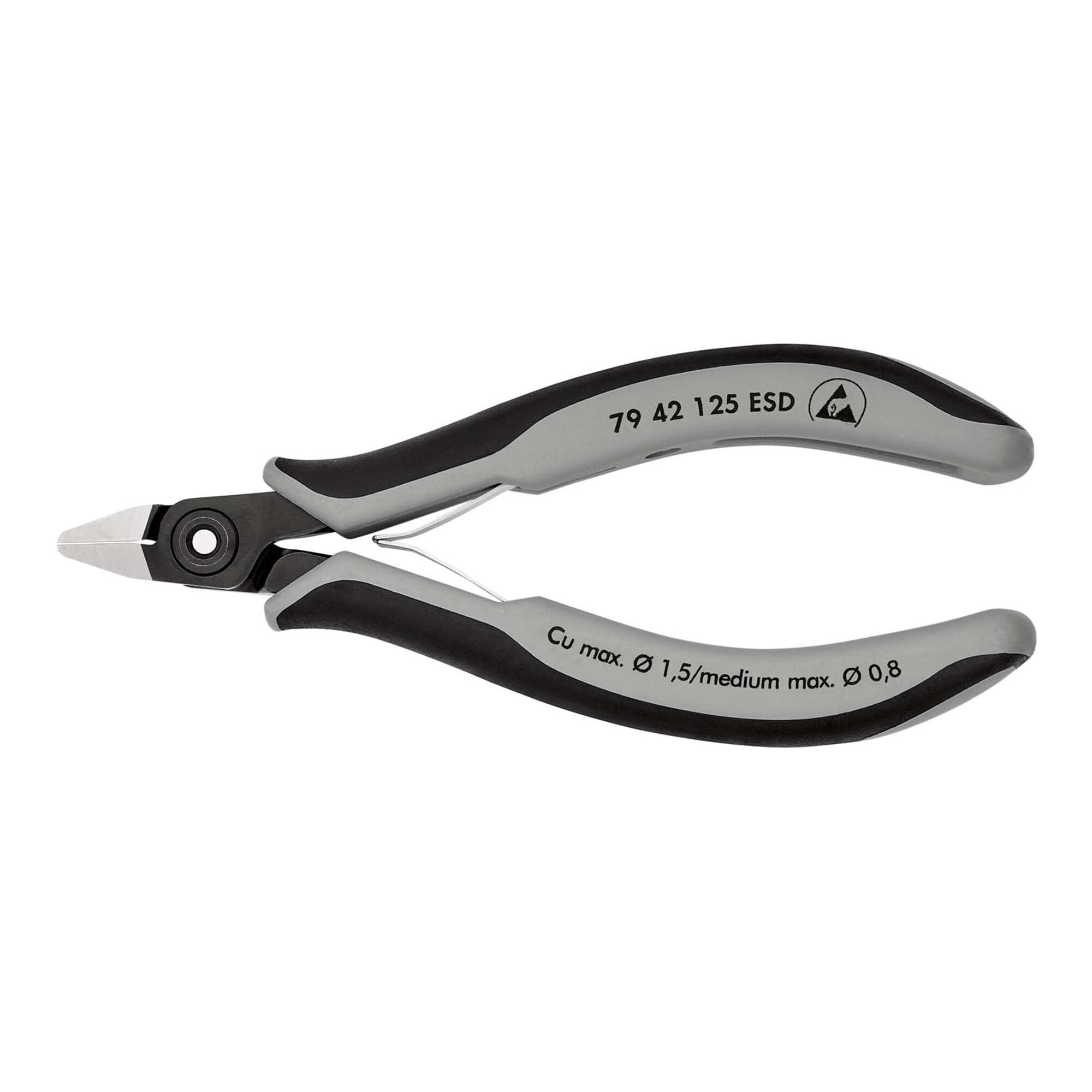 KNIPEX 79 42 125 ESD Präzisions-Elektronik-Seitenschneider ESD mit Mehrkomponenten-Hüllen brüniert 125 mm