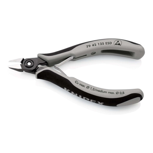 KNIPEX 79 42 125 ESD Präzisions-Elektronik-Seitenschneider ESD mit Mehrkomponenten-Hüllen brüniert 125 mm