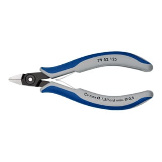 KNIPEX 79 52 125 Präzisions-Elektronik-Seitenschneider mit Mehrkomponenten-Hüllen brüniert 125 mm
