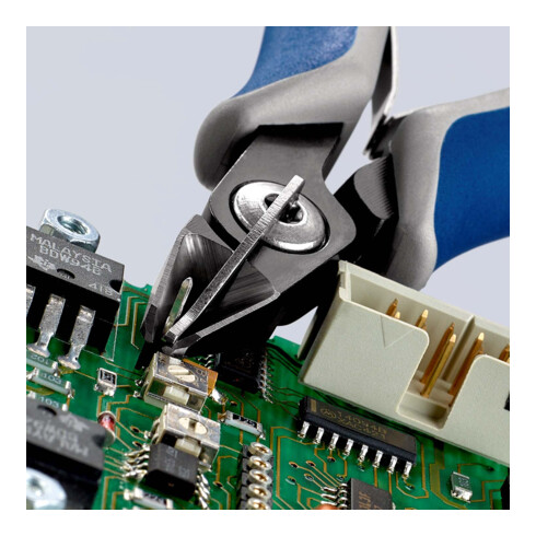 KNIPEX 79 52 125 Präzisions-Elektronik-Seitenschneider mit Mehrkomponenten-Hüllen brüniert 125 mm