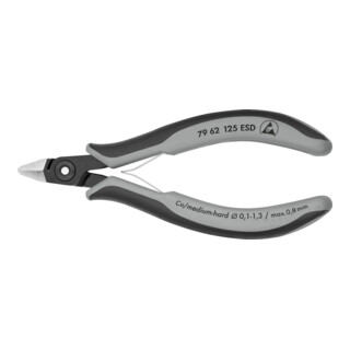 KNIPEX 79 62 125 ESD Präzisions-Elektronik-Seitenschneider ESD brüniert 125 mm