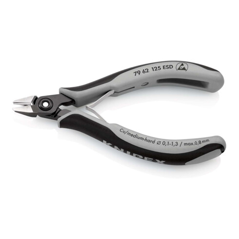 KNIPEX 79 62 125 ESD Präzisions-Elektronik-Seitenschneider ESD mit Mehrkomponenten-Hüllen brüniert 125 mm