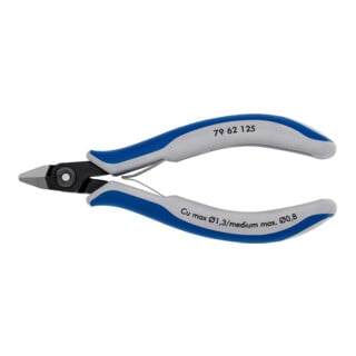 KNIPEX 79 62 125 Präzisions-Elektronik-Seitenschneider mit Mehrkomponenten-Hüllen brüniert 125 mm
