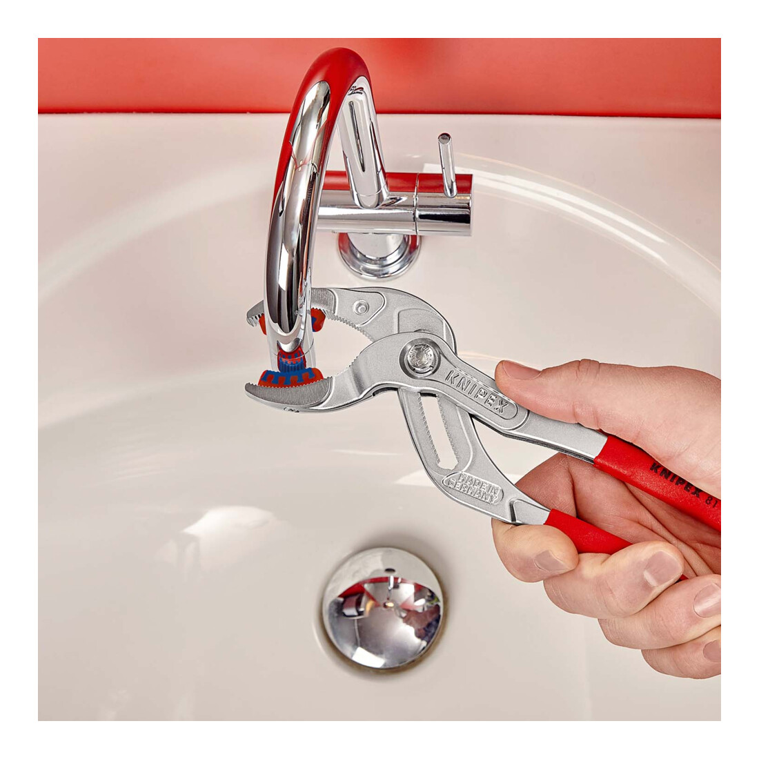 KNIPEX 81 13 250 sifon- en verbindingstang ''SpeedGrip'' voor sifons, kunststofbuizen en verbindingen verchroomd 250 mm