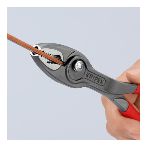 KNIPEX 82 01 200 TwinGrip Front- und Seitengreifzange mit rutschhemmendem Kunststoff überzogen grau atramentiert 200 mm