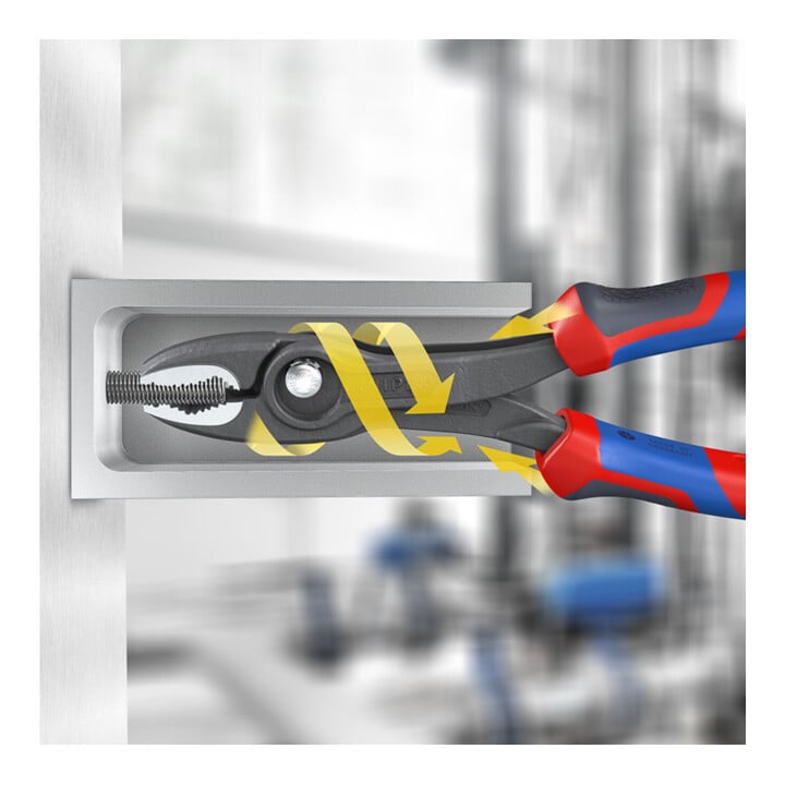 KNIPEX 82 02 200 TwinGrip Front- und Seitengreifzange mit Comfort-Griffen grau atramentiert 200 mm