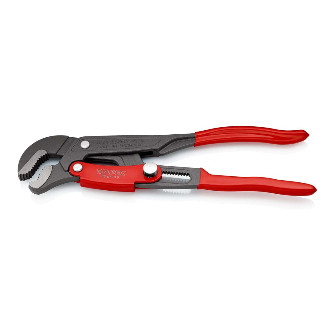 KNIPEX 83 61 010 Rohrzange S-Maul mit Schnelleinstellung mit Kunststoff überzogen grau pulverbeschichtet 330 mm