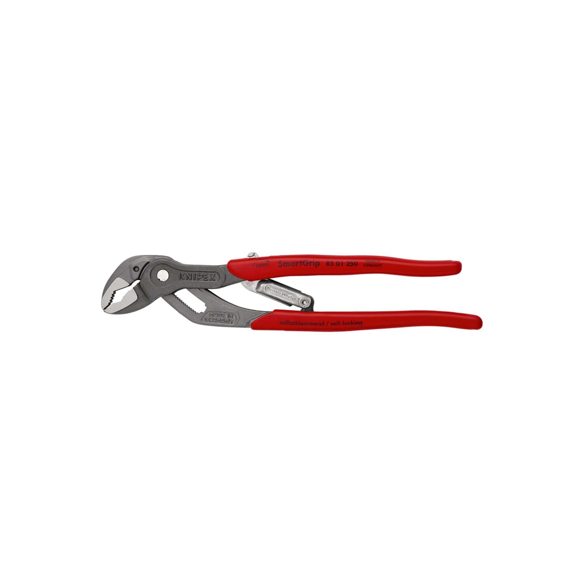 KNIPEX 85 01 250 SmartGrip Wasserpumpenzange mit automatischer Einstellung mit Kunststoff-Hüllen grau atramentiert 250 mm