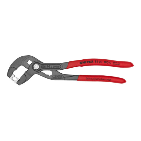 KNIPEX 85 51 180 C Schlauchschellenzange für Click-Schellen mit rutschhemmendem Kunststoff überzogen grau atramentiert 180 mm