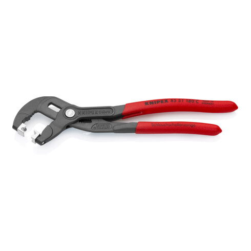 KNIPEX 85 51 180 C Schlauchschellenzange für Click-Schellen mit rutschhemmendem Kunststoff überzogen grau atramentiert 180 mm