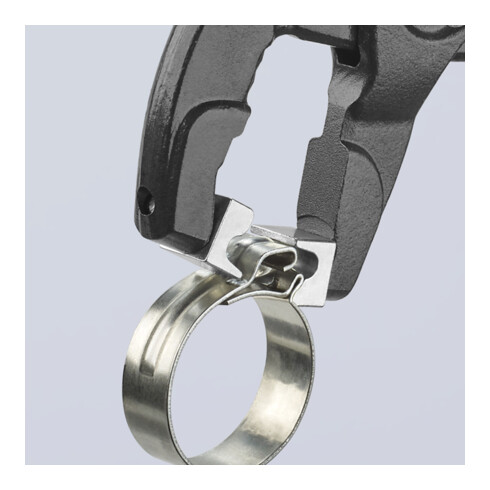 KNIPEX 85 51 180 C Schlauchschellenzange für Click-Schellen mit rutschhemmendem Kunststoff überzogen grau atramentiert 180 mm