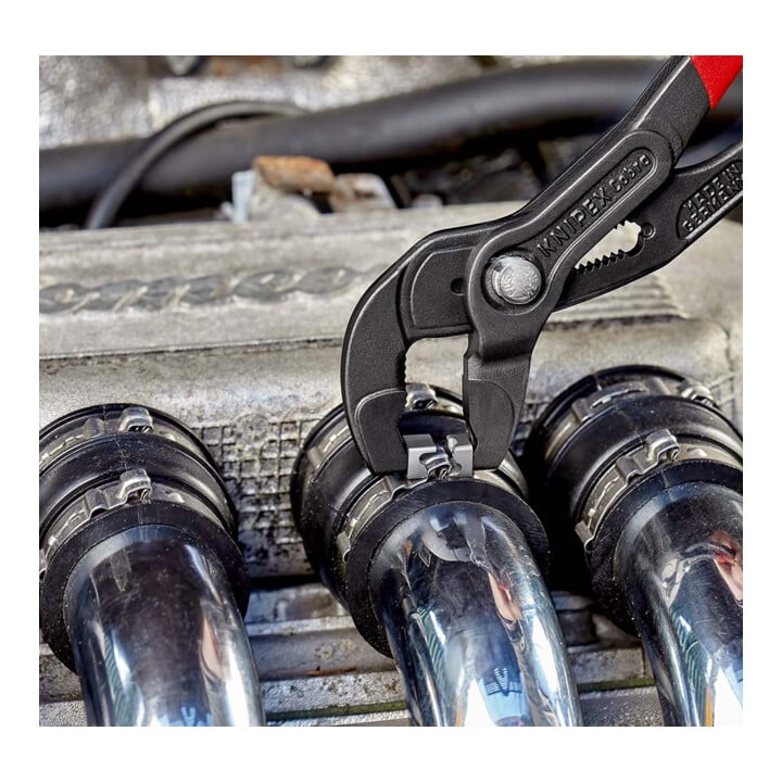 KNIPEX 85 51 180 C Schlauchschellenzange für Click-Schellen mit rutschhemmendem Kunststoff überzogen grau atramentiert 180 mm