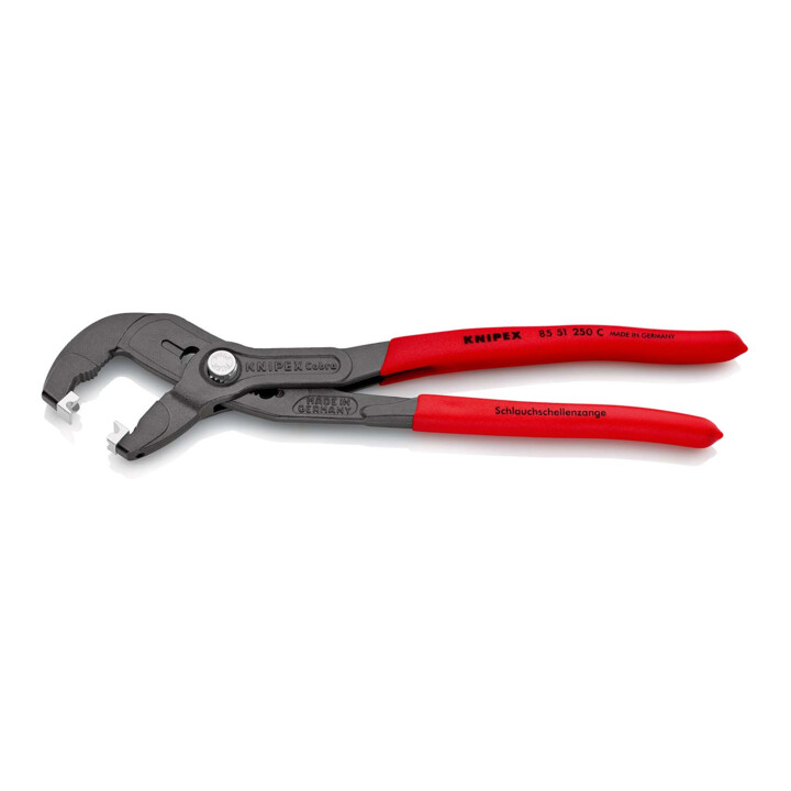 KNIPEX 85 51 250 C Schlauchschellenzange für Click-Schellen mit rutschhemmendem Kunststoff überzogen grau atramentiert 250 mm