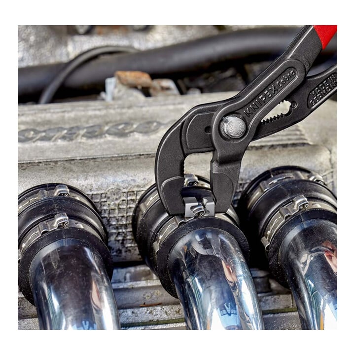 KNIPEX 85 51 250 C Schlauchschellenzange für Click-Schellen mit rutschhemmendem Kunststoff überzogen grau atramentiert 250 mm