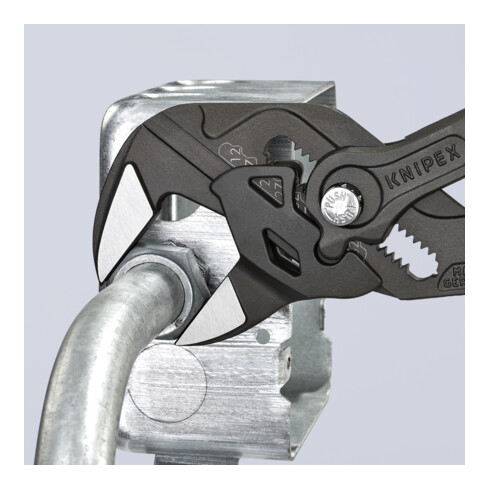 KNIPEX 86 01 250 Zangenschlüssel Zange und Schraubenschlüssel in einem Werkzeug schwarz atramentiert 250 mm